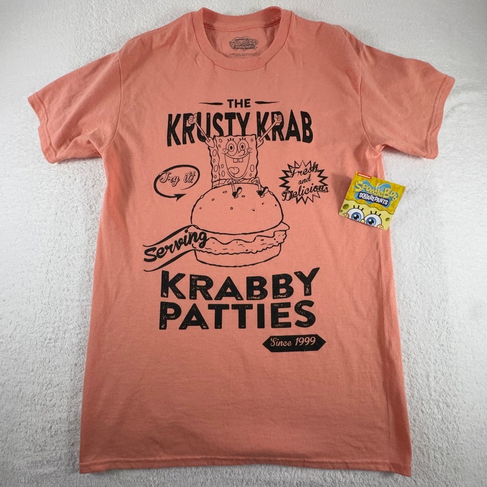 SpongeBob Squarepants T-Shirt S Cotton Krabby Patty Krusty Krab NWT‎